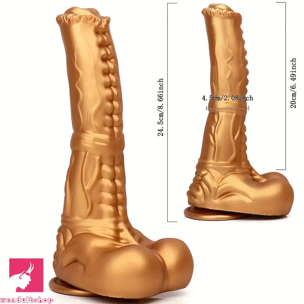 8.66in Golden Silicone Huge Horse Cock Dildo For Vaginal Prostate Sex