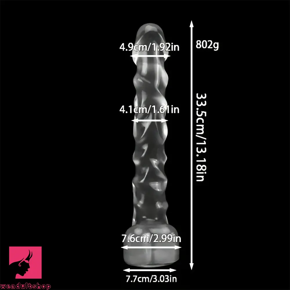 13.18in Realistic Soft Crystal Jelly Penis Trainer Transparent PVC Long Dildo