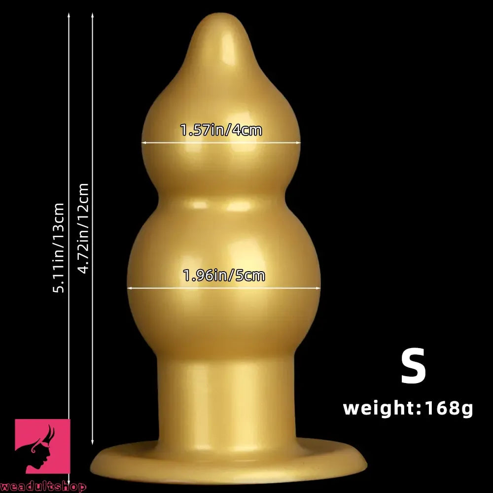 5.11in 9.05in Golden Silicone Big Thick Butt Plug Dildo Cock Clit Stimulator