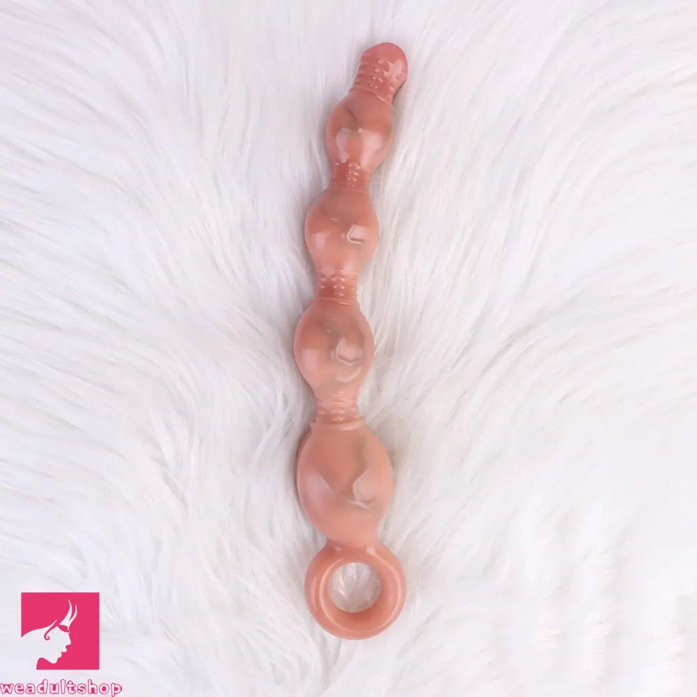 10.5in Big Vibrating Silicone Soft Pulling Beads G Spot Dildo With 3 Motors