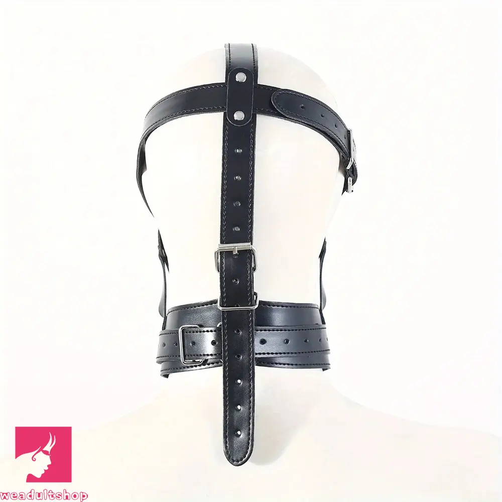 2.36in Mouth Gag Dildo Adjustable Faux Leather Face Cover Gag Muzzle Dildo