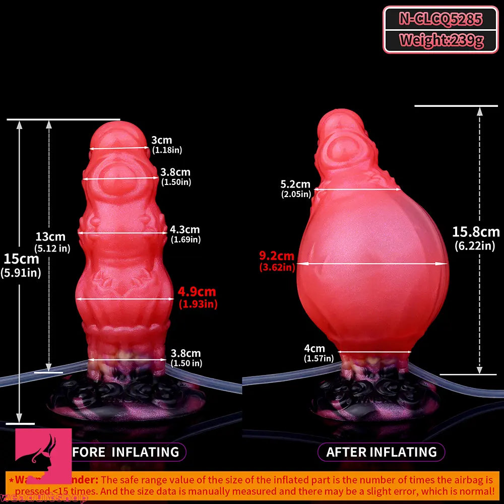 5.91in Fantasy Odd Silicone Soft Inflatable Spraying Water Dildo Sex Toy