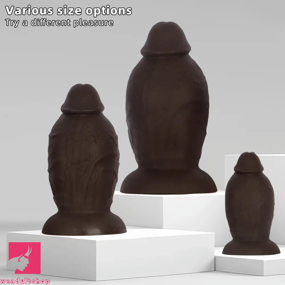 5.9in 8.66in 10.03in Coffee Eggless Large Anal Plug Penis Silicone Anal Dildo