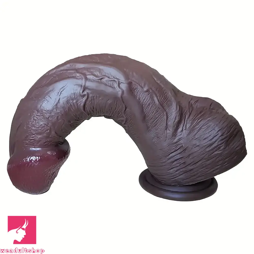 9.64in Ebony Real Large Dildo Silicone Soft Women Fake Penis Anal Sex