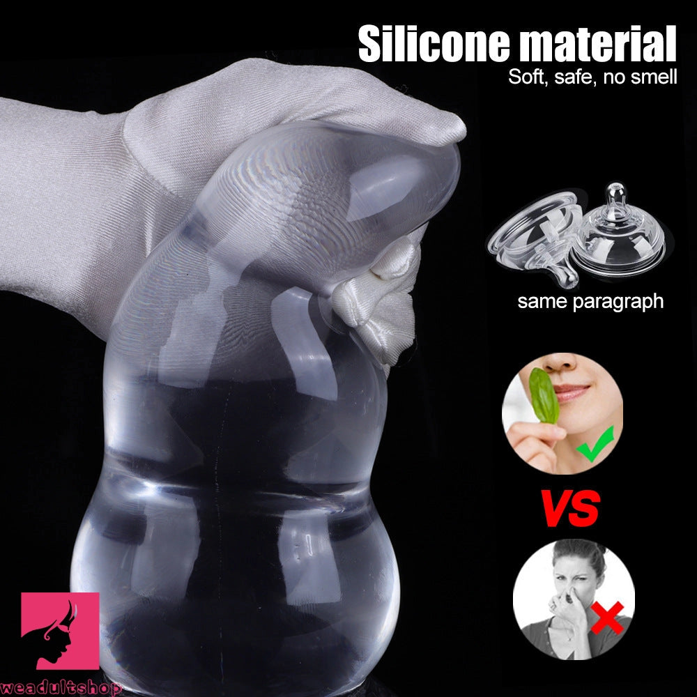 9.05in Giant Silicone Beads Transparent Jelly Soft Big Women Dildo