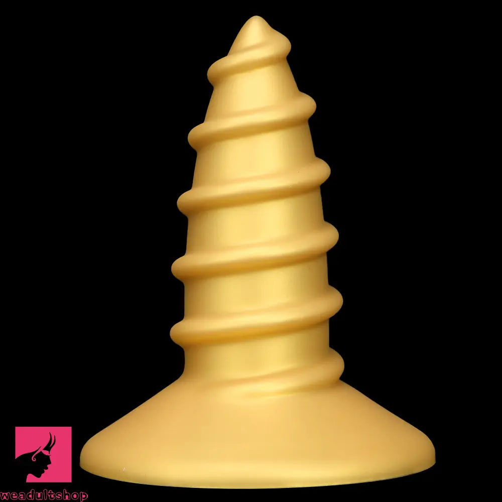 9.05in 11.22in Gold Silicone Screw Giant Cock Anal Plug Thick Fisting Dildo