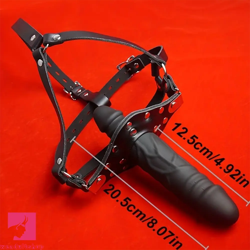 8.07in BDSM Double-ended Dildo Mouth Gag with Head Strap Bondage