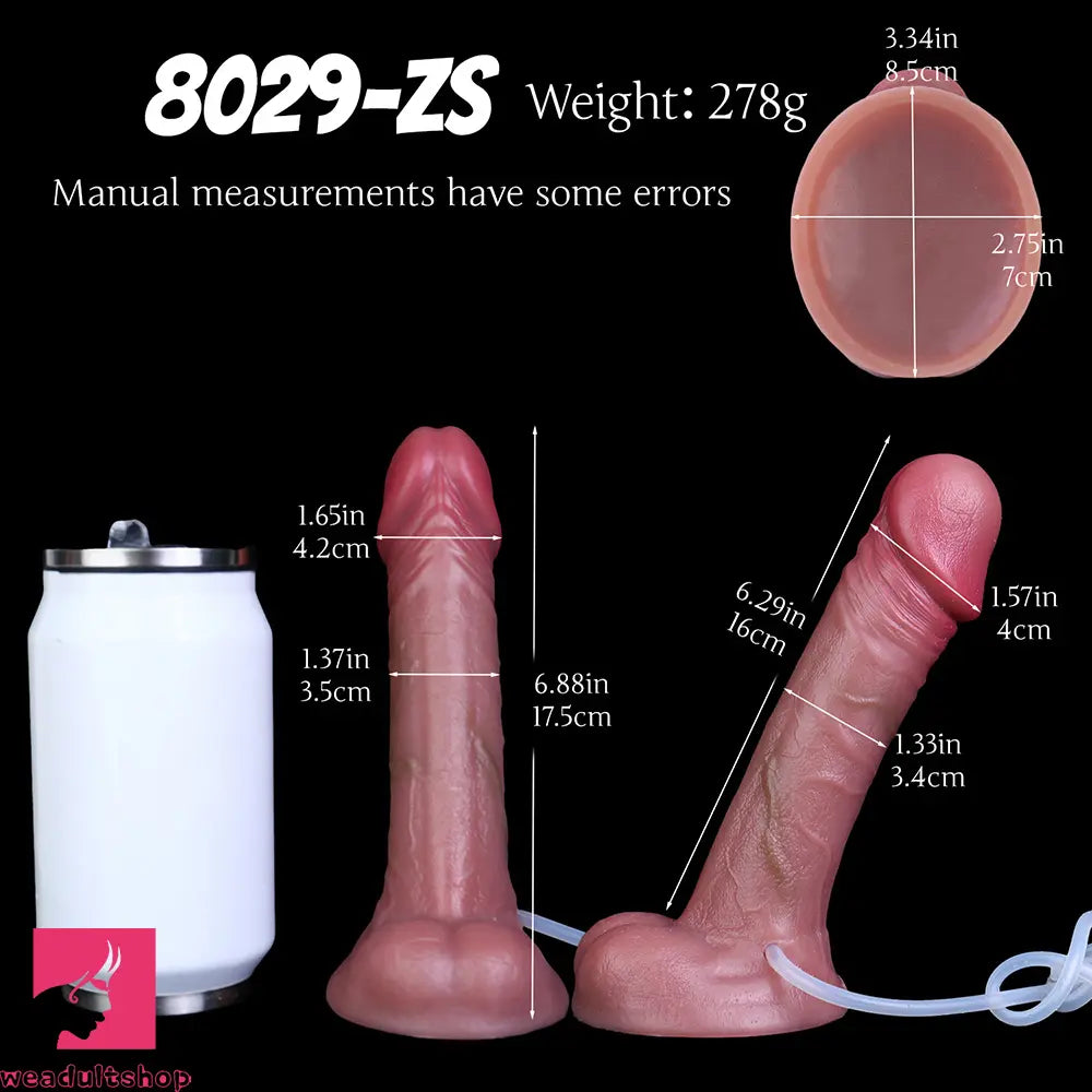 6.88in Realistic Male Female Adult Flirting Double Layer Squirting Strap on Dildo