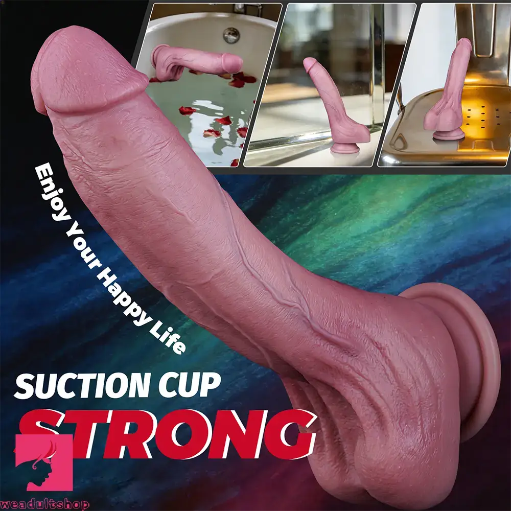 8.46in Dual Density Silicone Soft Big Dildo Vaginal G-Spot Gay Sex Cock Toy