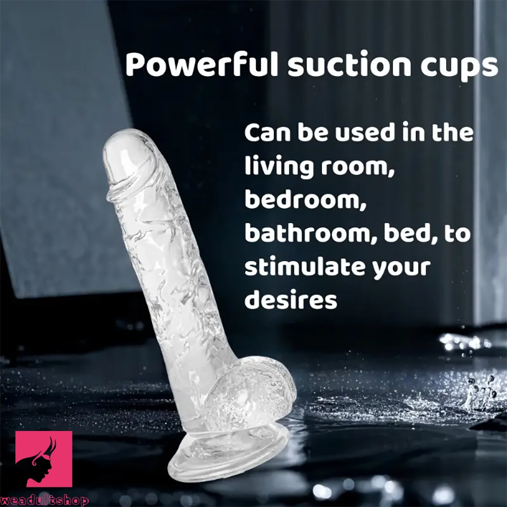 7.09in Clear Dildo With Suction Cup For Hands-free Play Adult Love Toy