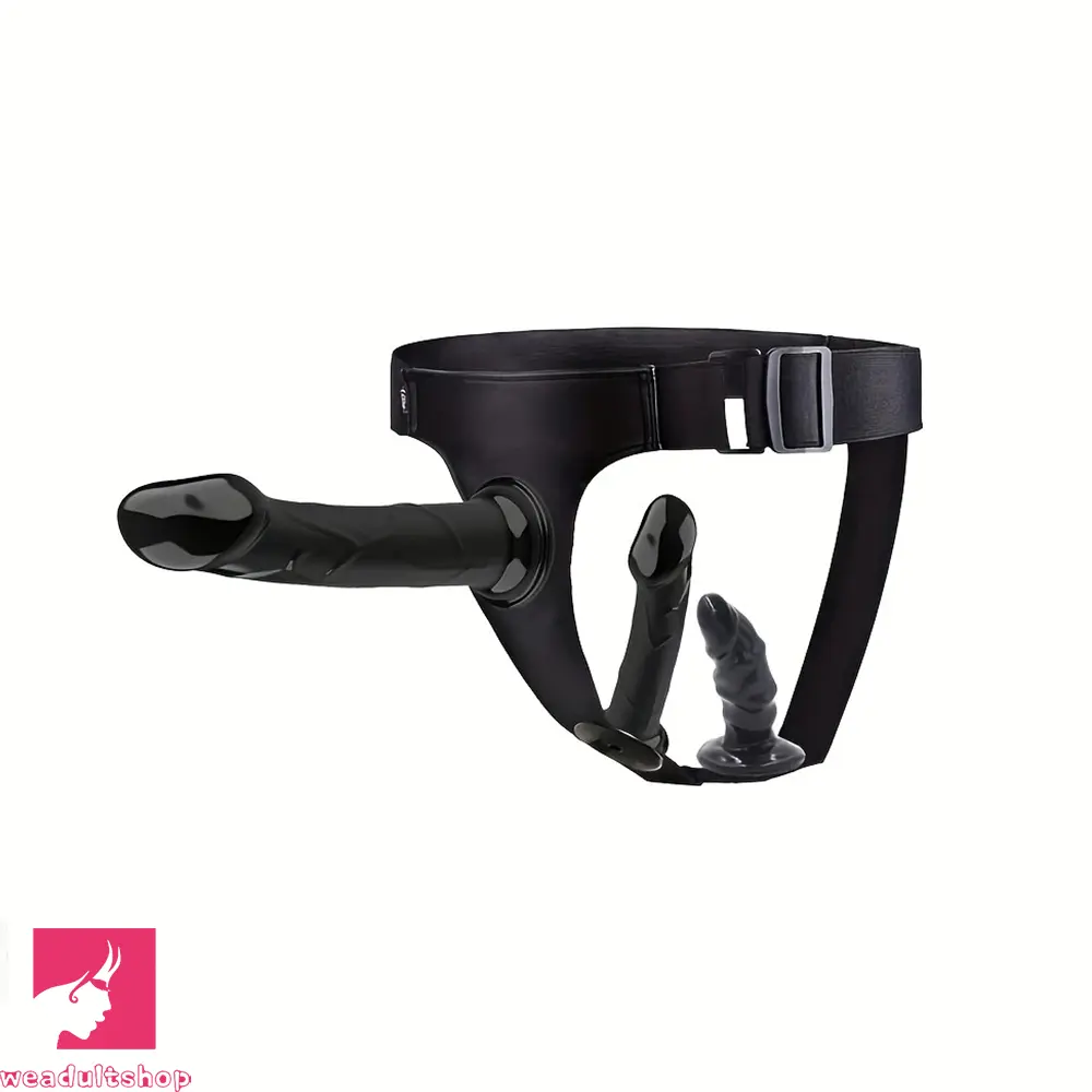 4.13in 5.9in 7.1in Three Detachable Strap on Dildos with Harness Belt