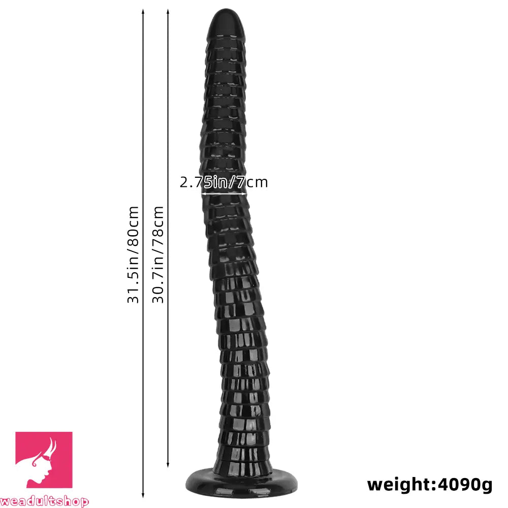 31.5in Black PVC Huge Long Masturbator For Women Gay Dildo Cock Toy