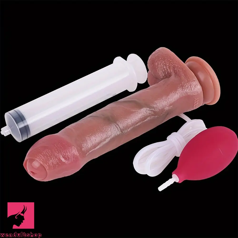 9.05in Realistic Liquid Silicone Spraying Simulates Foreskin-Like Uncut Dildo