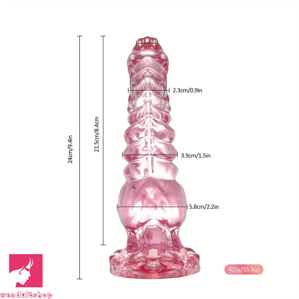 9.4in Transparent Phallic Dildo Sex Toy Tentacle Animal Knot Dildo