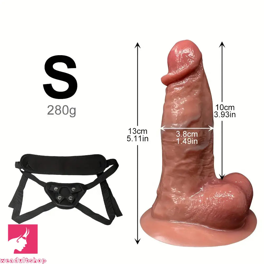 5.51in 7.67in Silicone Soft Ebony Strap on Dildo For Women Sexuality Cock Toy