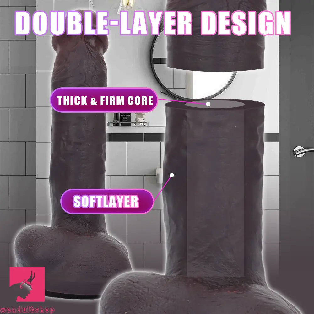 10.23in Double Layer Silicone Big Dildo With Strong Suction Cup For Couples