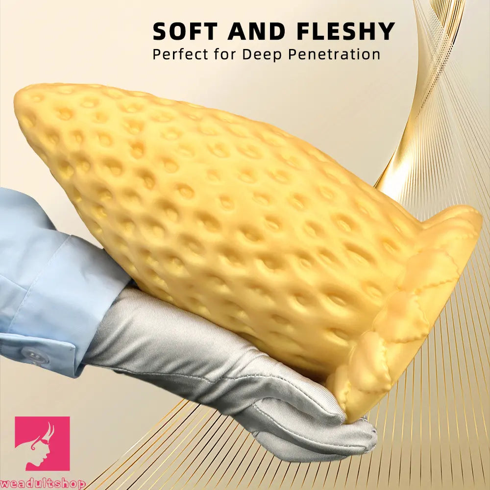 5.9in 8.07in 9.84in Gold Silicone Thick Strawberry Penis Anal Plug Dildo