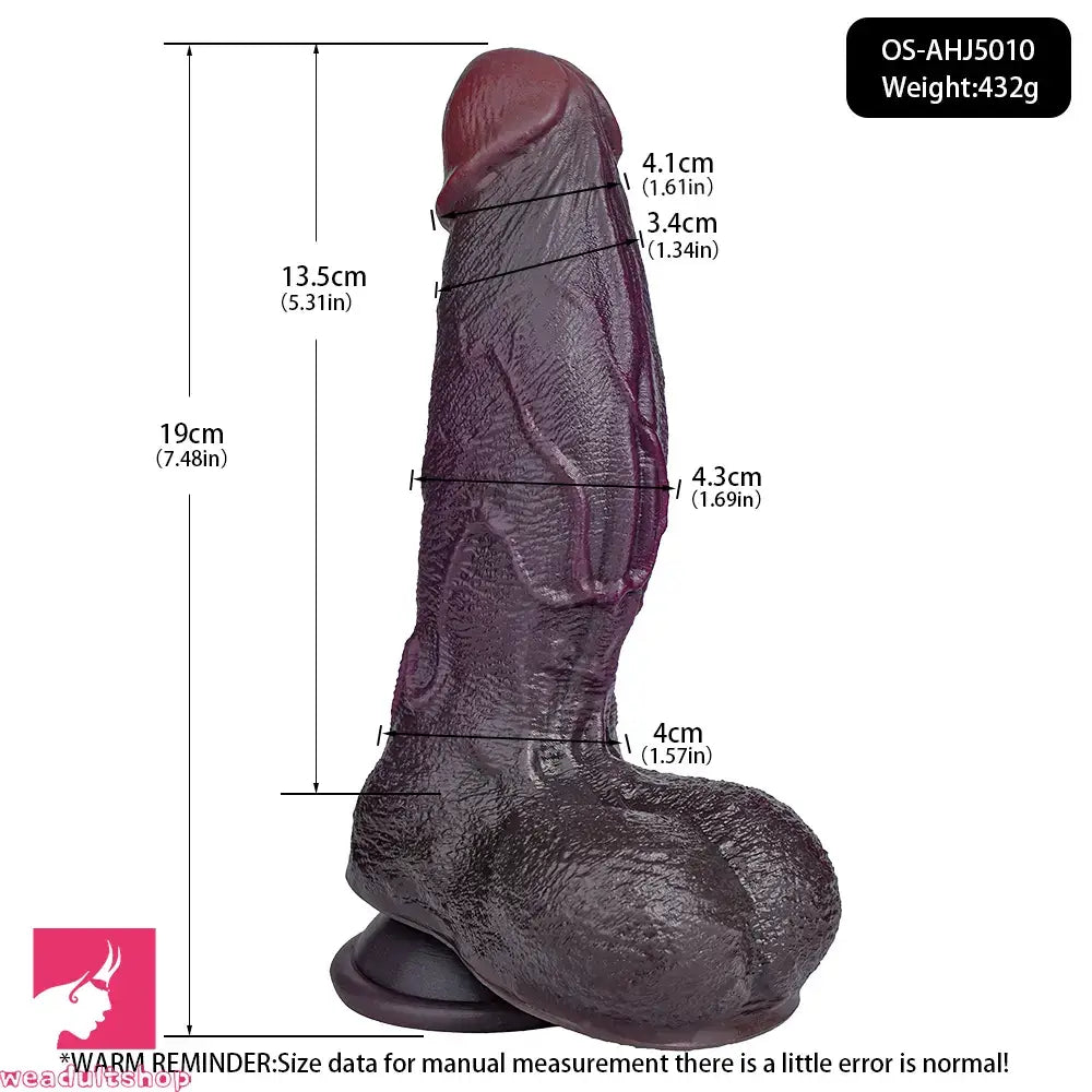 7.48in Dual Density Silicone Soft Real Cock Dildo For G Spot Cock Love Play