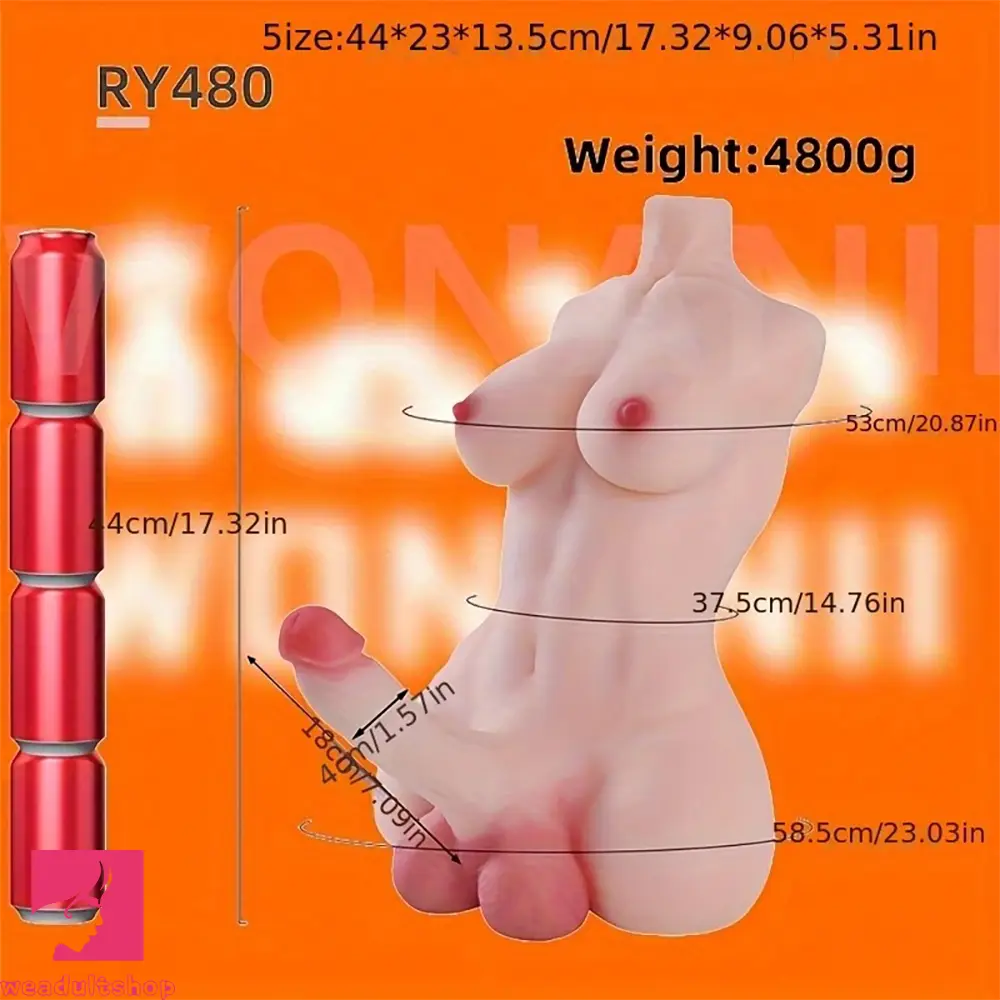 7.09in Real Dildo Shemale Sex Doll Torso Trans Sex Toy with Lifelike Dildo