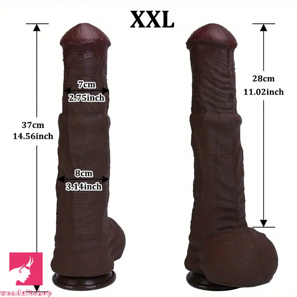 11.61in 12.99in 14.56in Huge Thick Ebony Dildo For Anal Play G-Spot Clit