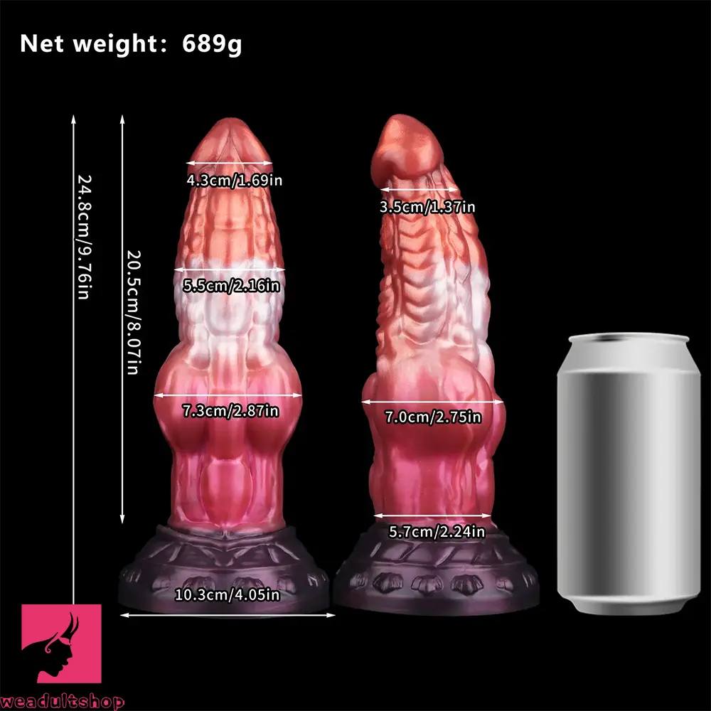 9.76in Knotted Monster Animal Double Layer Silicone Dildo Female Toy