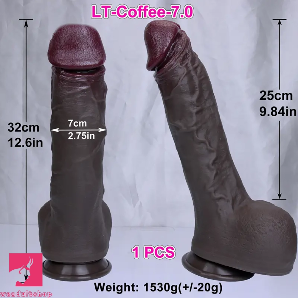 11.4in 12.6in Huge Ebony Silicone Dildo Realistic Thick Prostate Lifelike Skin