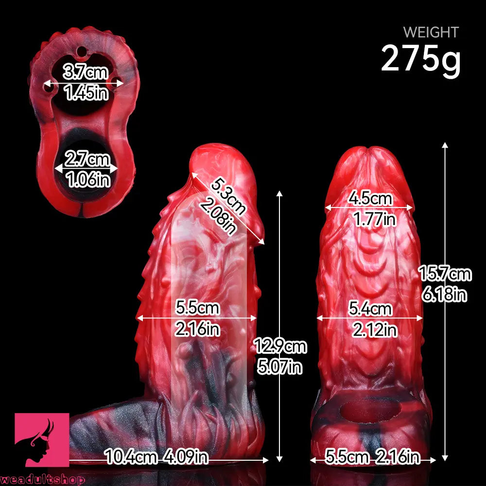 6.18in Spiked Sleeve Hollow Dildo Built-in keel Vibration Remote Penis Sleeve