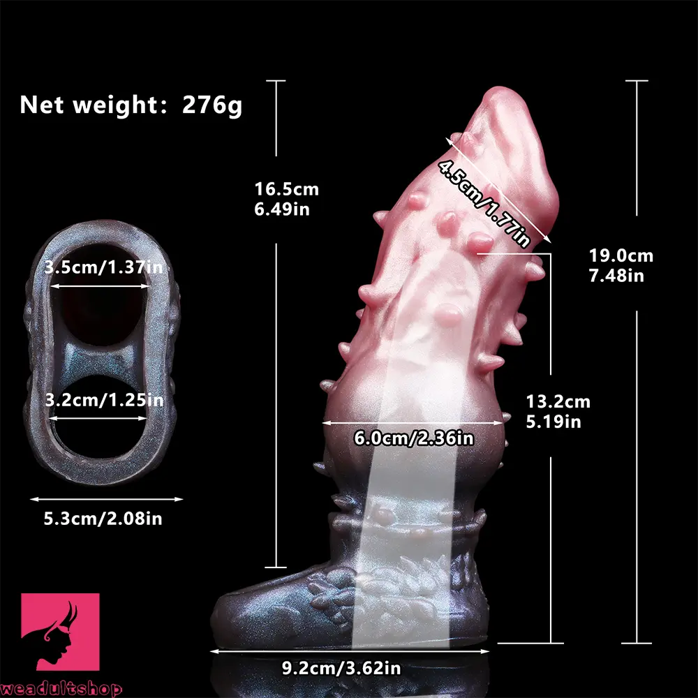 7.48in Spiked Fantasy Penis Sleeve With Cock Ring Dildo For Intimation