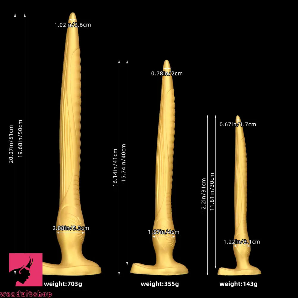 12.2in 16.14in 20.07in Gold Silicone Super Long Anal Dilator Dildo Huge Toy