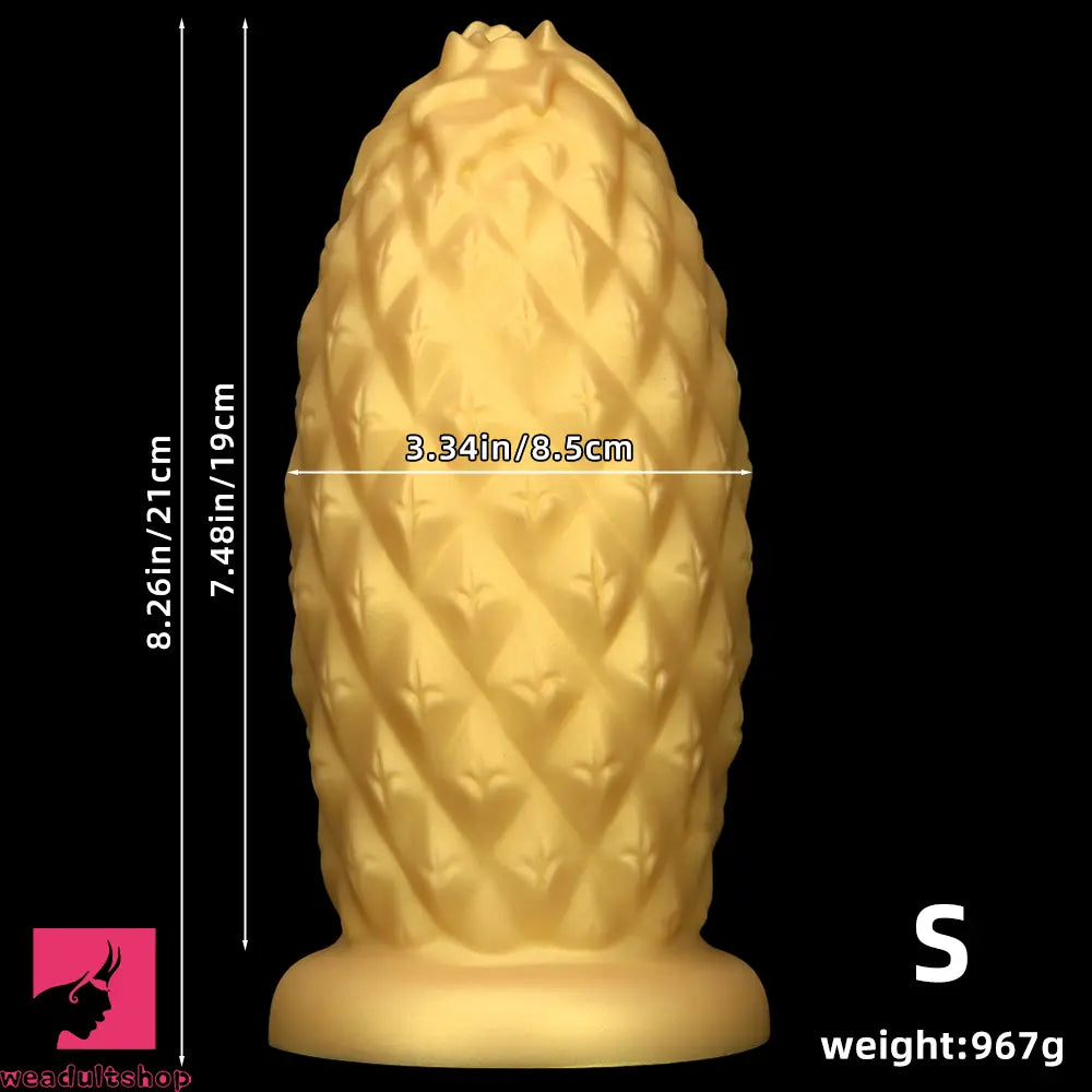 8.26in 10.03in 11.81in Gold Silicone Pineapple Giant Cock Anal Plug Dildo