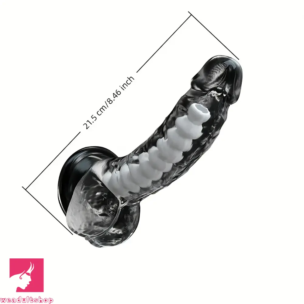 8.46in Dragon Keel TPE Soft Big Curved Realistic Female Dildo For Clit Dilator