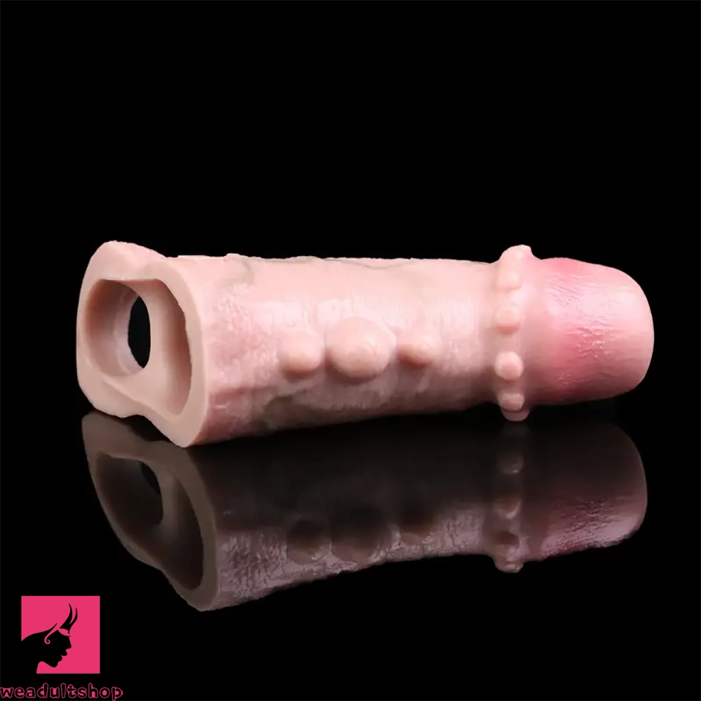 4.88in Realistic Sheath Penis Sleeve Soft Silicone Penis Spiked Dildo
