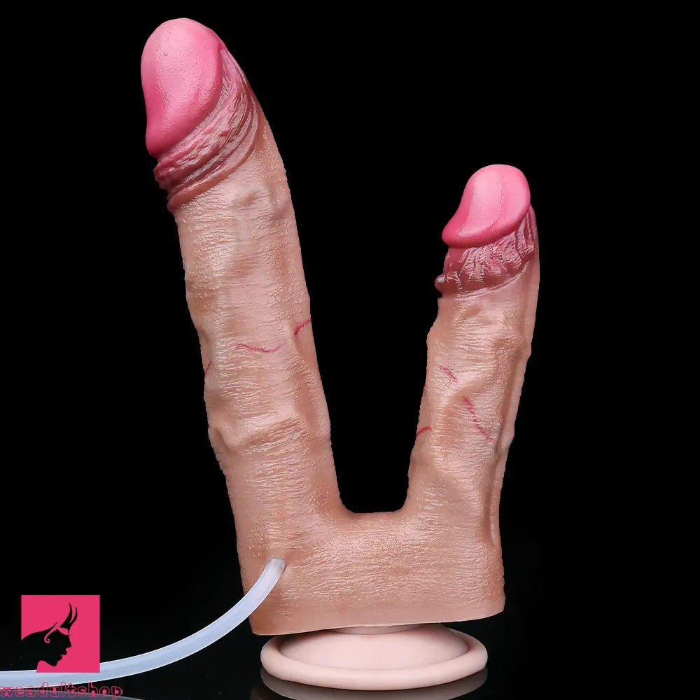8.26in Double Density Silicone Soft Ejaculating Dual Ended Large Big Dildo