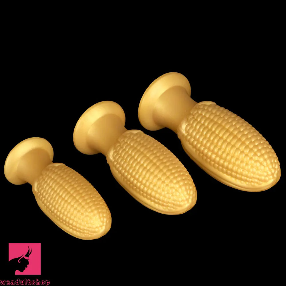 5.9in 6.7in 8.07in Liquid Silicone Thread Granules Soft Corn Gold Cock Dildo