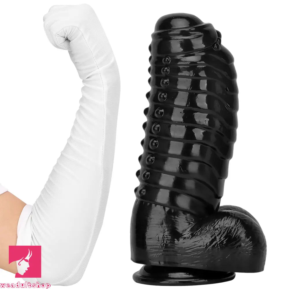 12.2in 13.38in Black PVC Large Thick Giant Caterpillar Clit Dilation Dildo