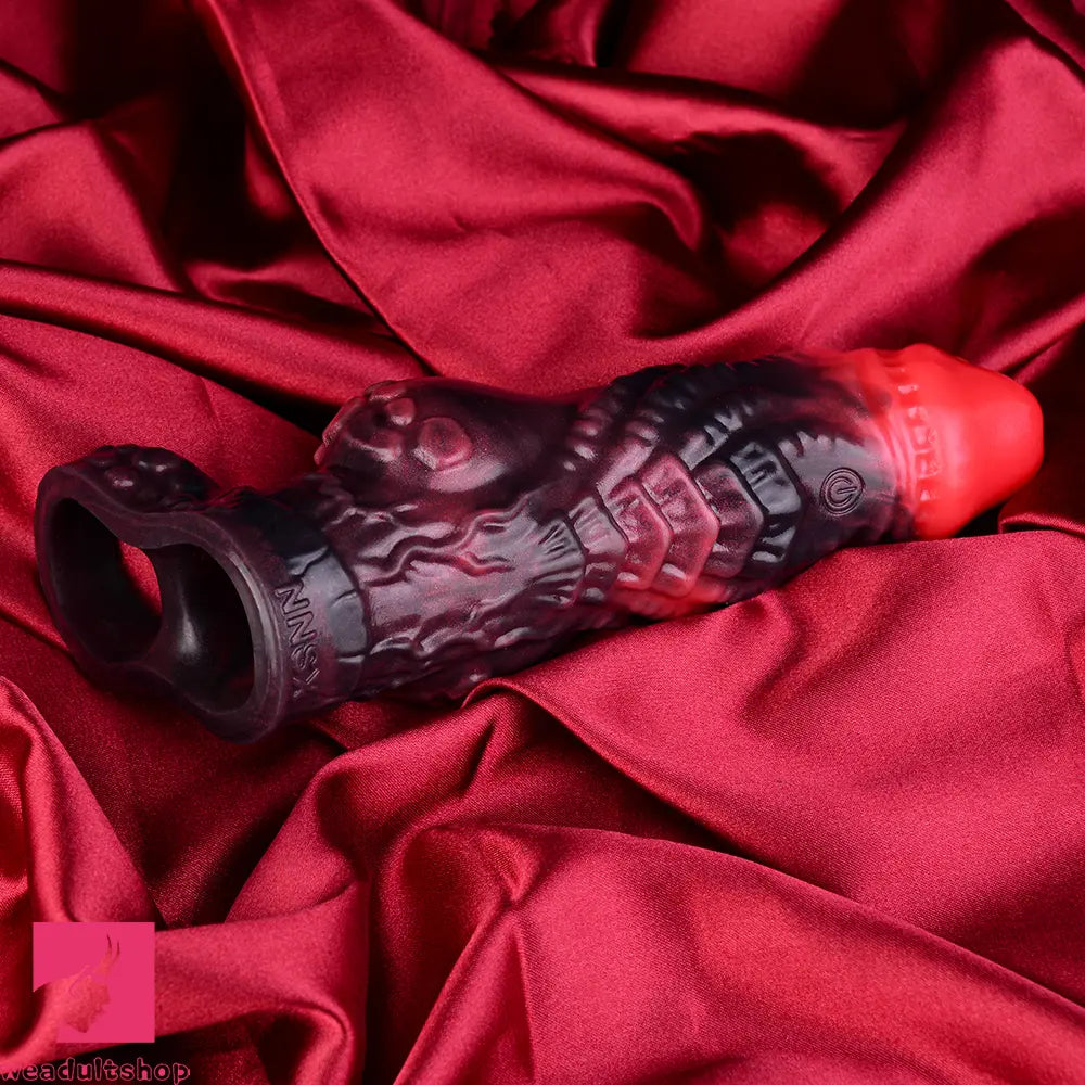 5.98in Silicone Dog Cock Hollow Sleeve Knot Dildo With Cock Ring For Clit