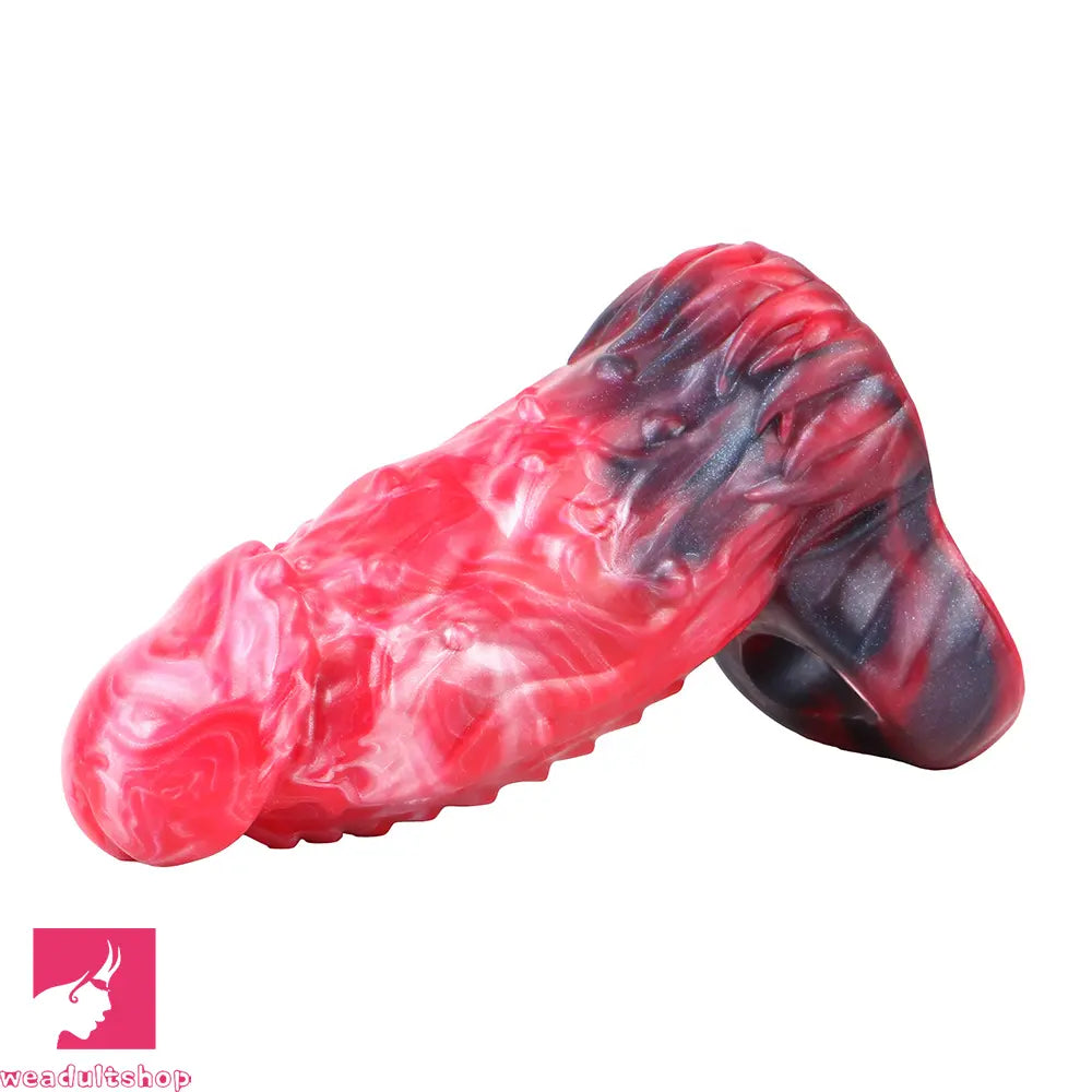 6.18in Spiked Sleeve Hollow Dildo Built-in keel Vibration Remote Penis Sleeve