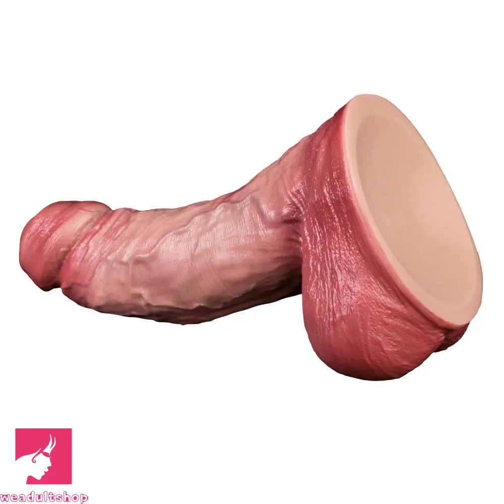 8.11in Double-layer Liquid Silicone Skin-like Soft Uncut Dildo Cock Sex Toy