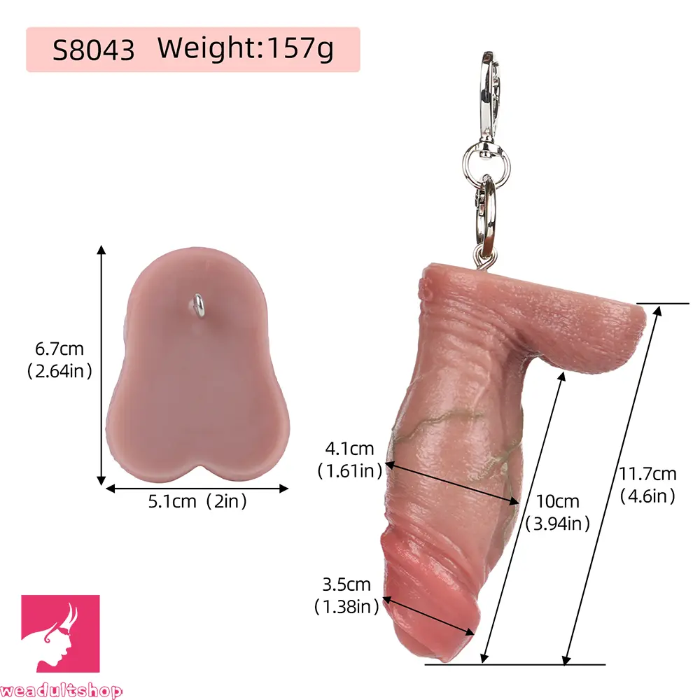 4.6in Lifelike Small Cock Uncut Foreskin Dildo For Key Chain Clit Expansion