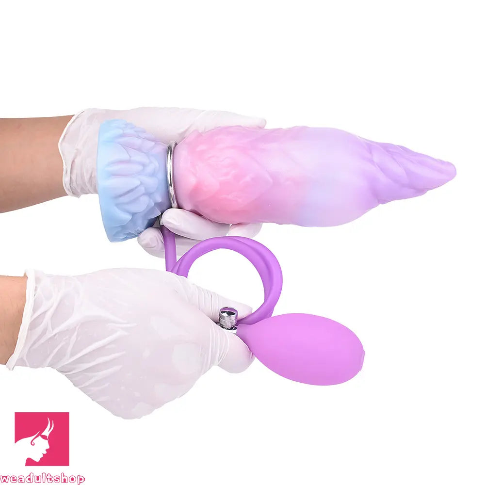 8.14in Squeeze Inflatable Alien Penis Big Fantasy Silicone Dildo For Clit