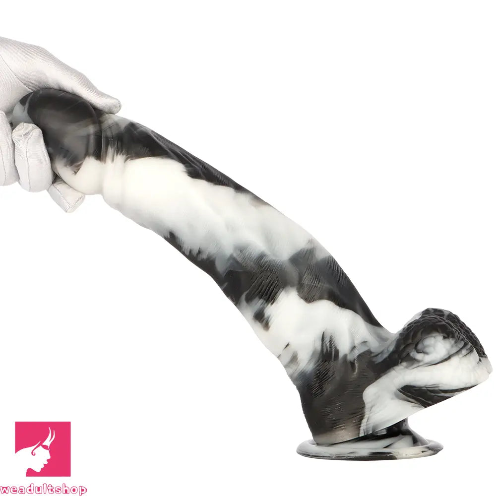 13.38in Black White Mixed Color PVC Extra Huge Long Thick Male Dildo