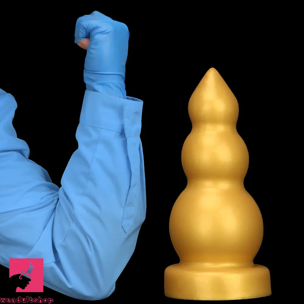 4.13in 5.91in 8.27in 10.63in Golden Soft Gourd-shaped 3-beads Dildo