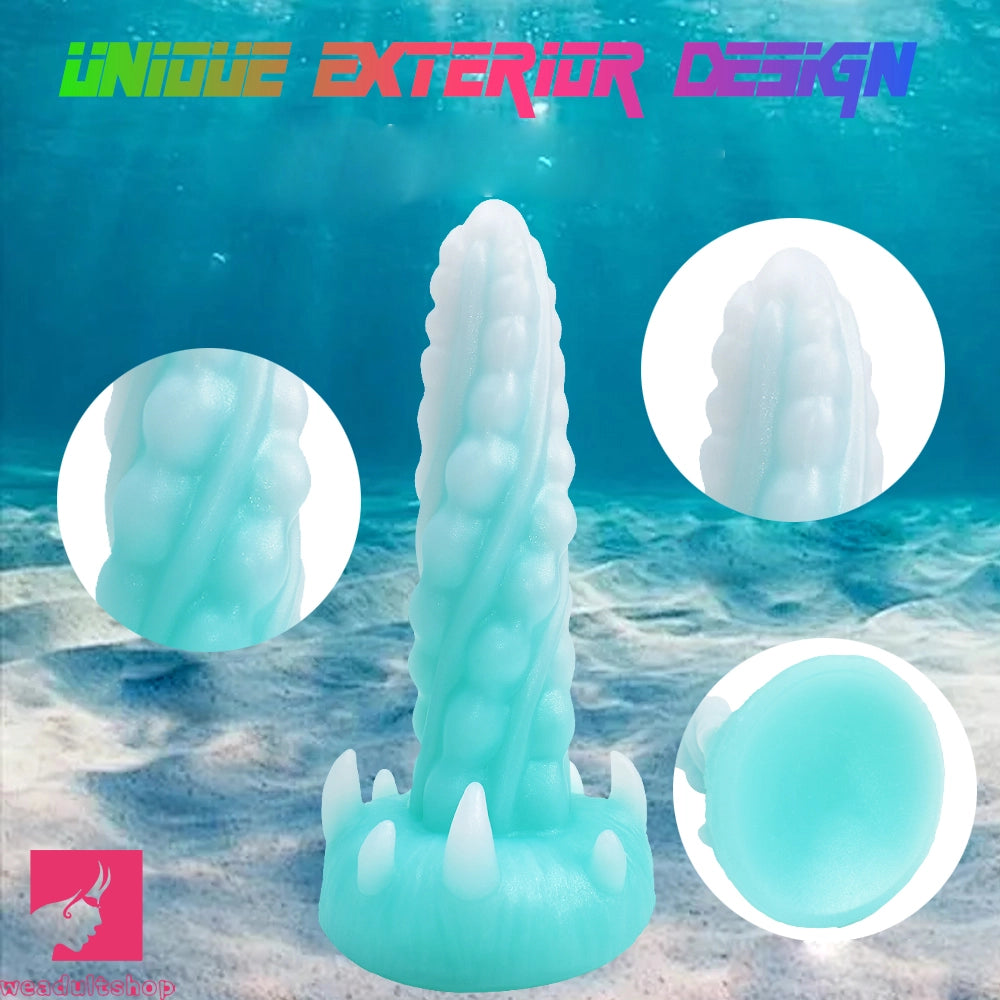 7.48in Luminous Fantasy Silicone Soft Penis Dildo With Spiked Penis Texture