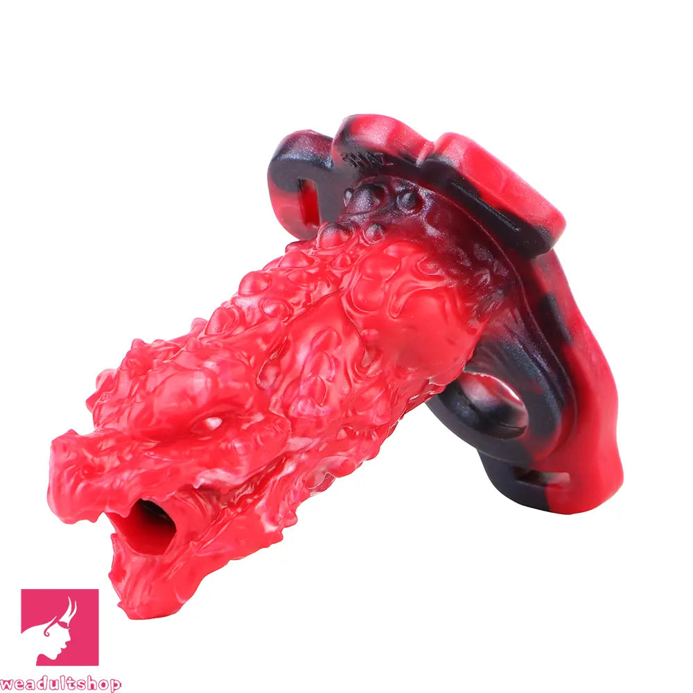 5.62in Hollow Dildo Built-in Keel Vibration Remote Strapon Animal Penis Sleeve