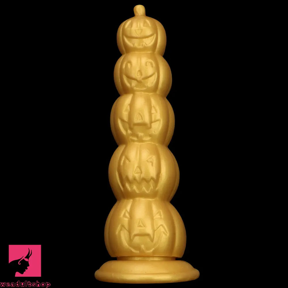 7.28in 8.66in 9.84in Golden Silicone Halloween Pumpkin Anal Odd Dildo