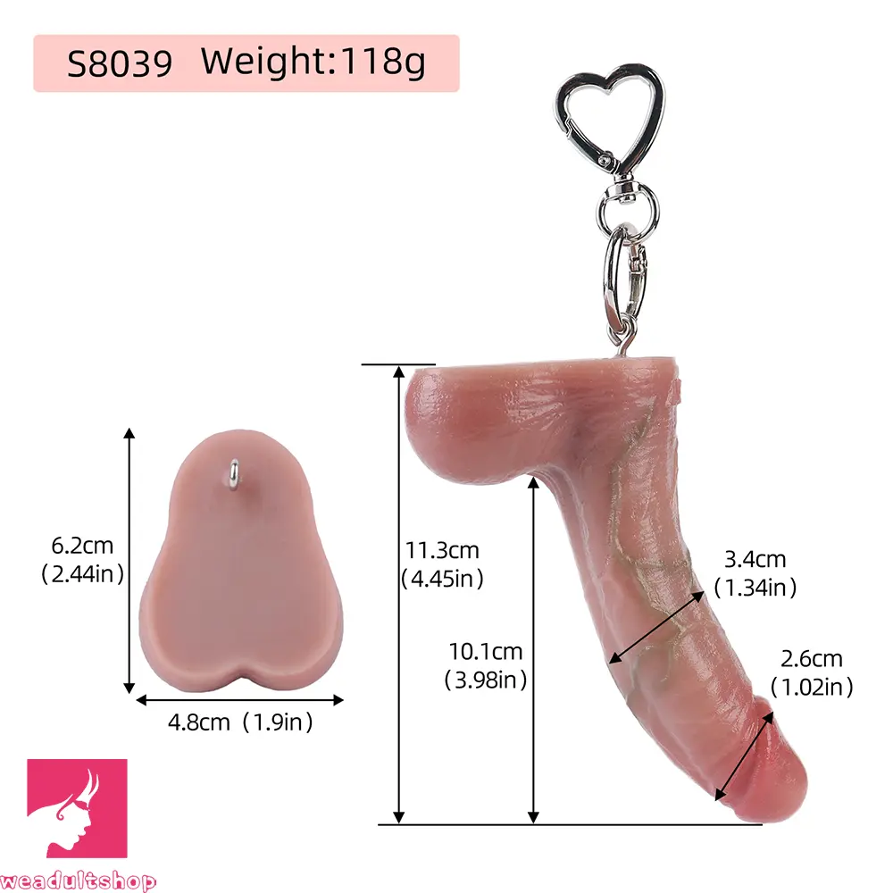 4.45in Lifelike Silicone Soft Small Key Chain Dildo For Women Men Sex