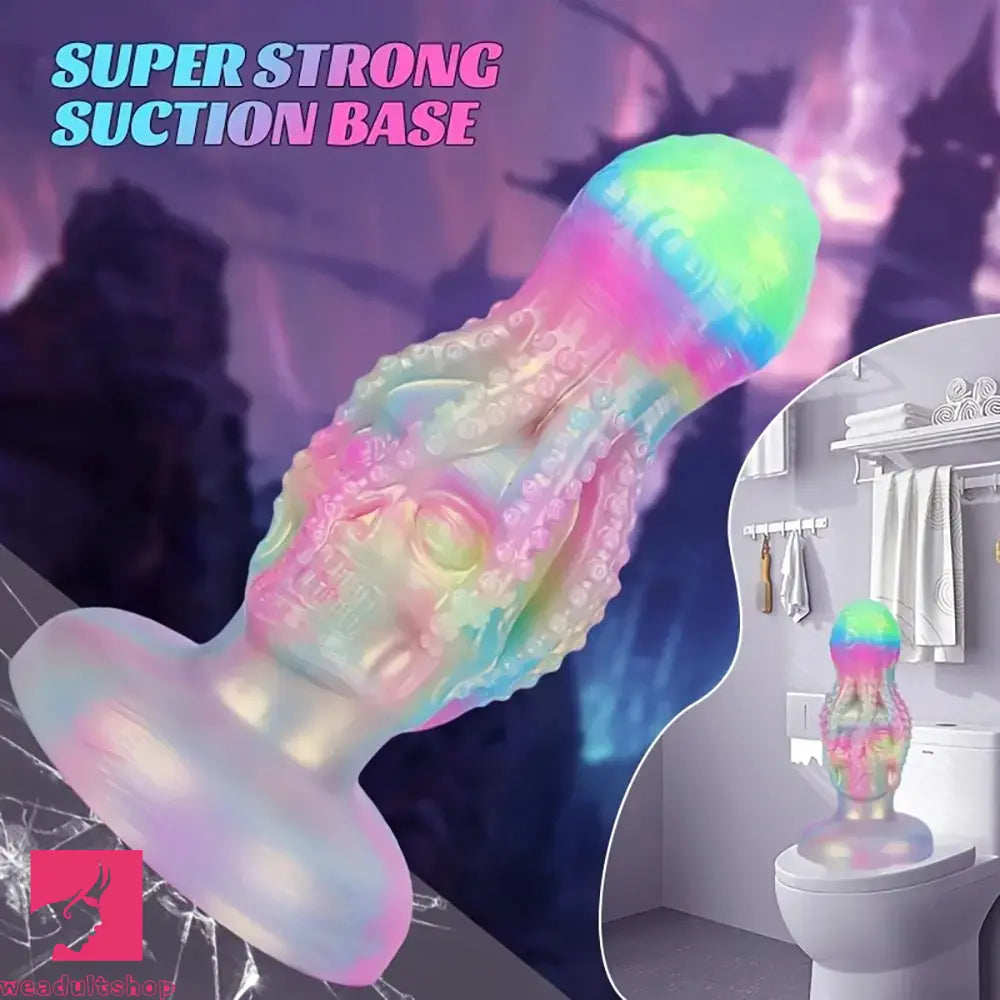 4.8in 5.7in 6.81in 7.87in 8.97in 10.39in Octopus Skull Silicone Luminous Dildo