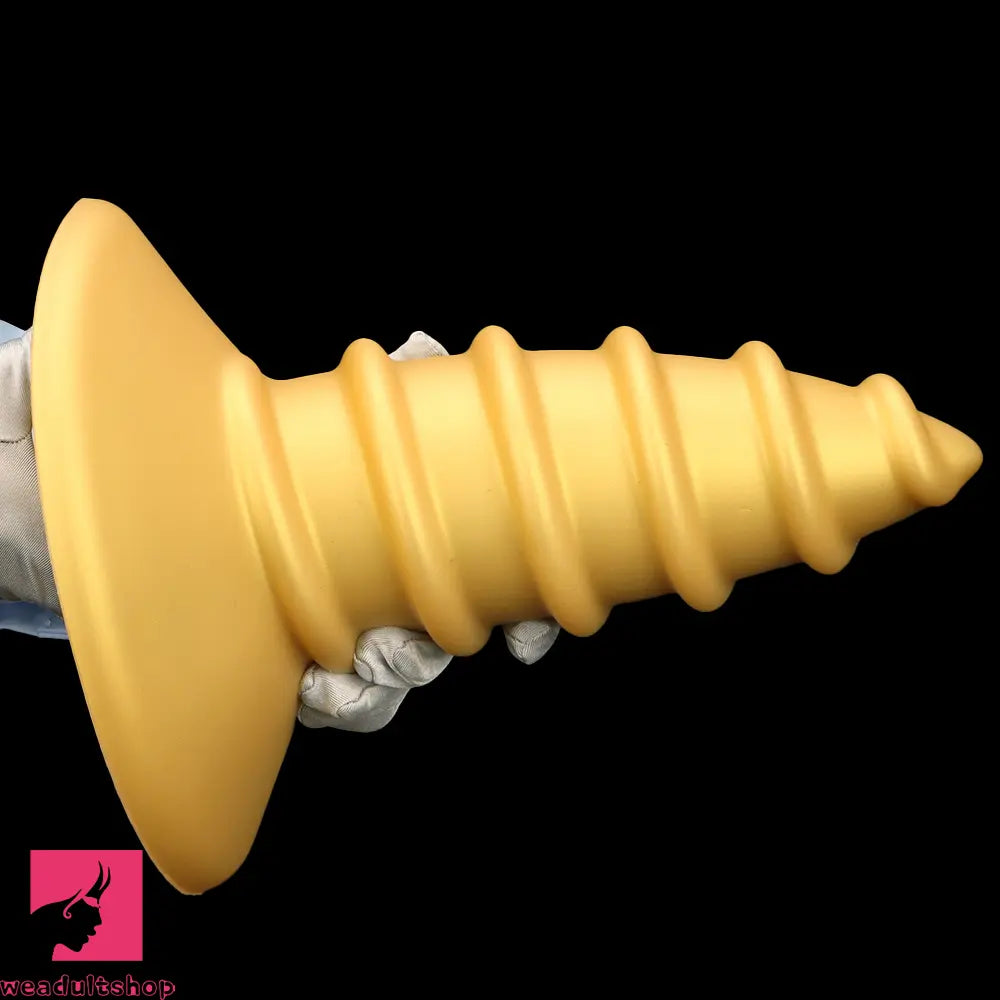 9.05in 11.22in Gold Silicone Screw Giant Cock Anal Plug Thick Fisting Dildo