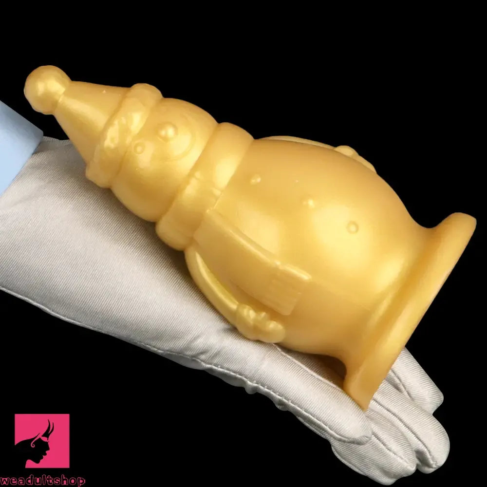 6.3in Snowman Silicone Soft Extra Golden Butt Plug Dildo For Clit Flirting