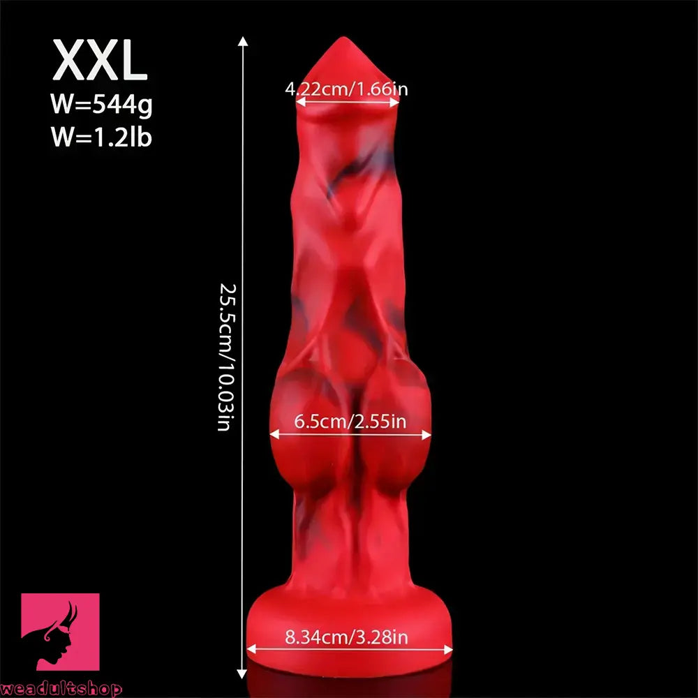 6.65in 7.63in 8.3in 9.25in 10.03in Red Black Odd Monster Dog Knot Dildo